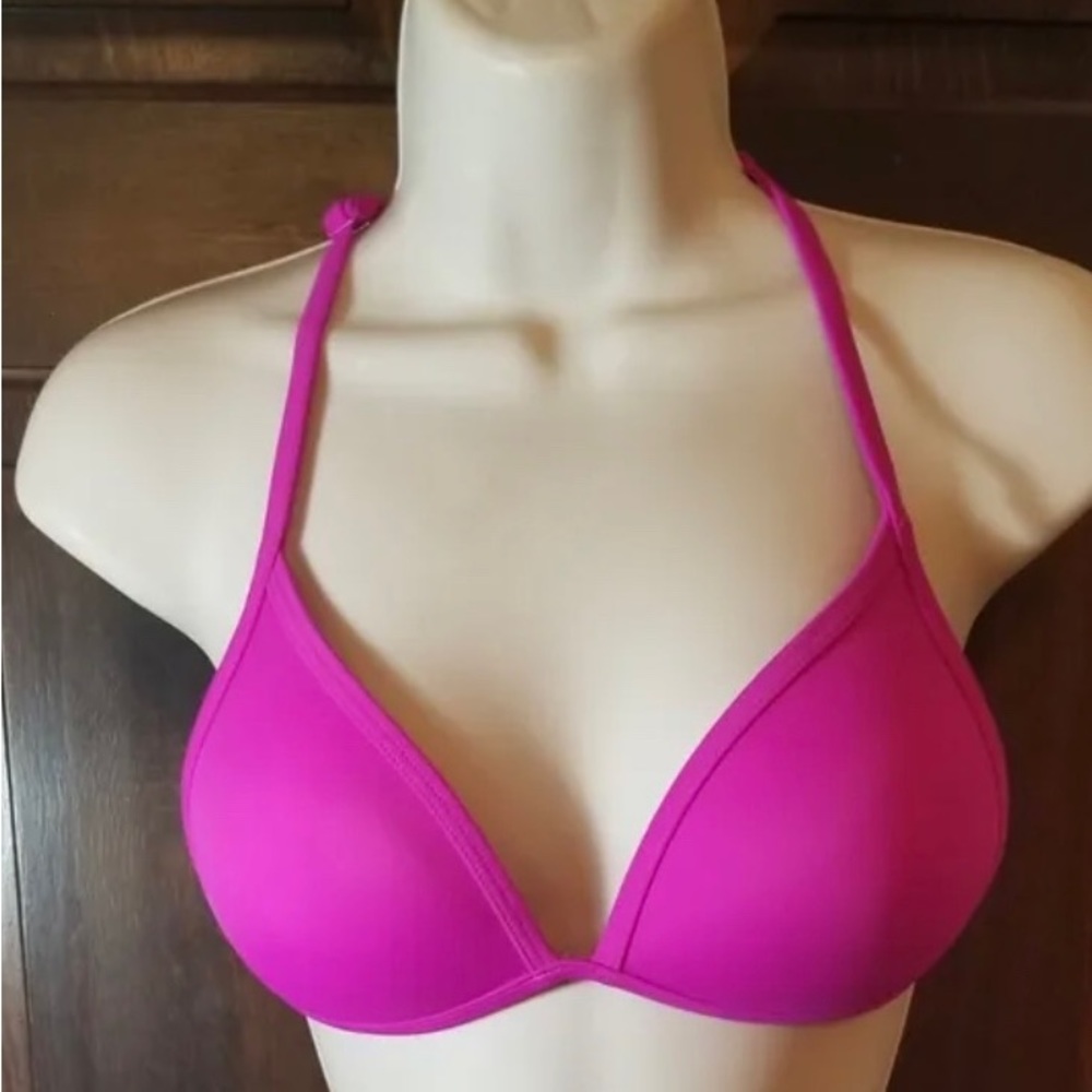 Victoria's Secret Size M  PINK LOGO  Bikini Padded Top Hot Pink